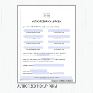 Authorized pickup form