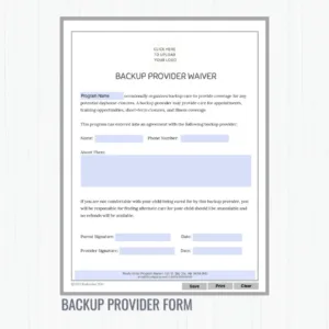 backup provider form