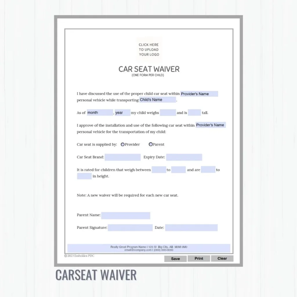 carseat waiver