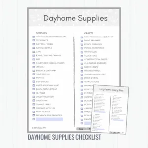 dayhome supplies checklist