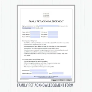 family pet acknowledgement