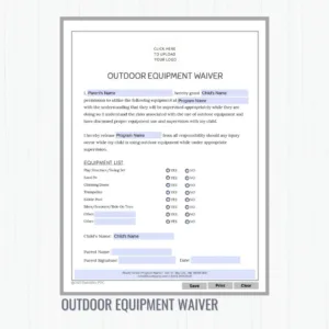 outdoor equipment waiver