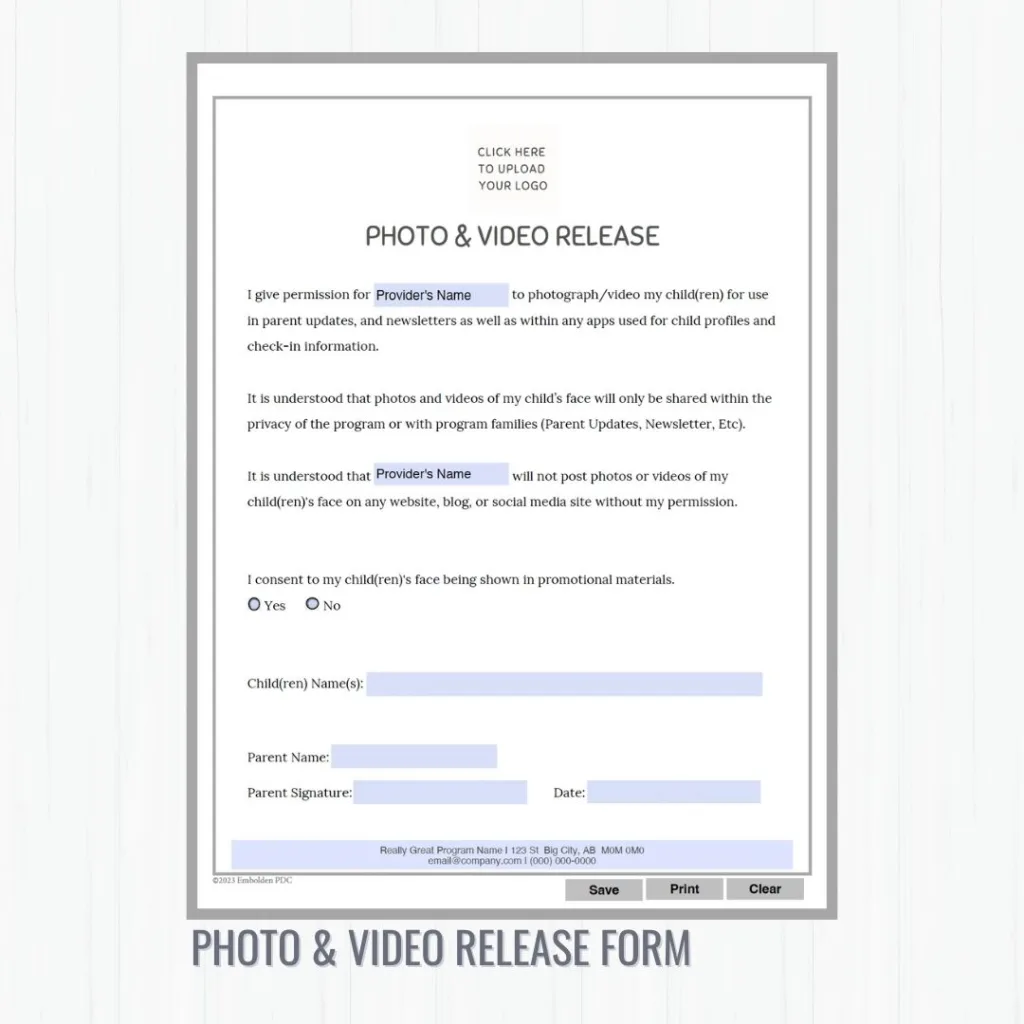 photo & video release form