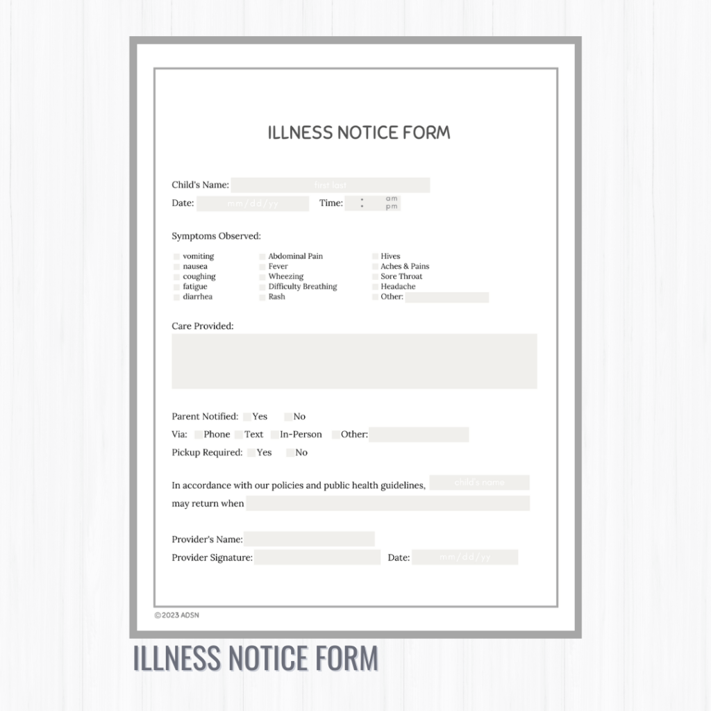 Illness Notice Form