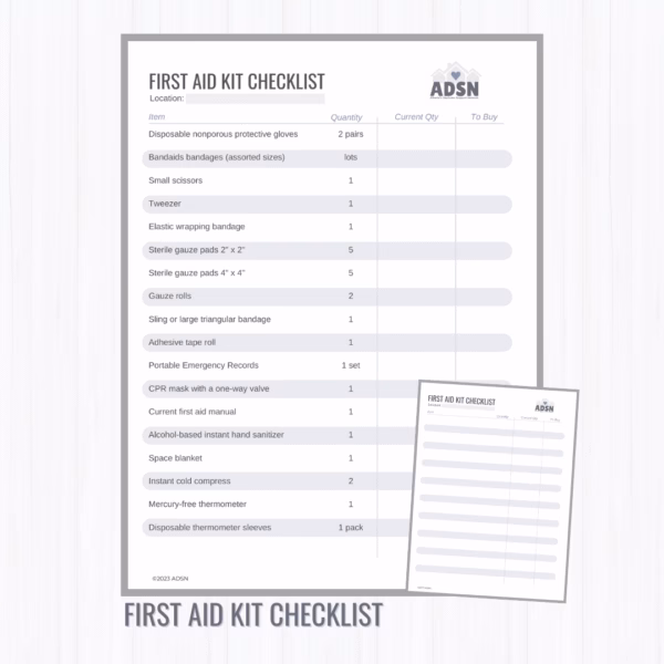 First Aid Kit Checklist
