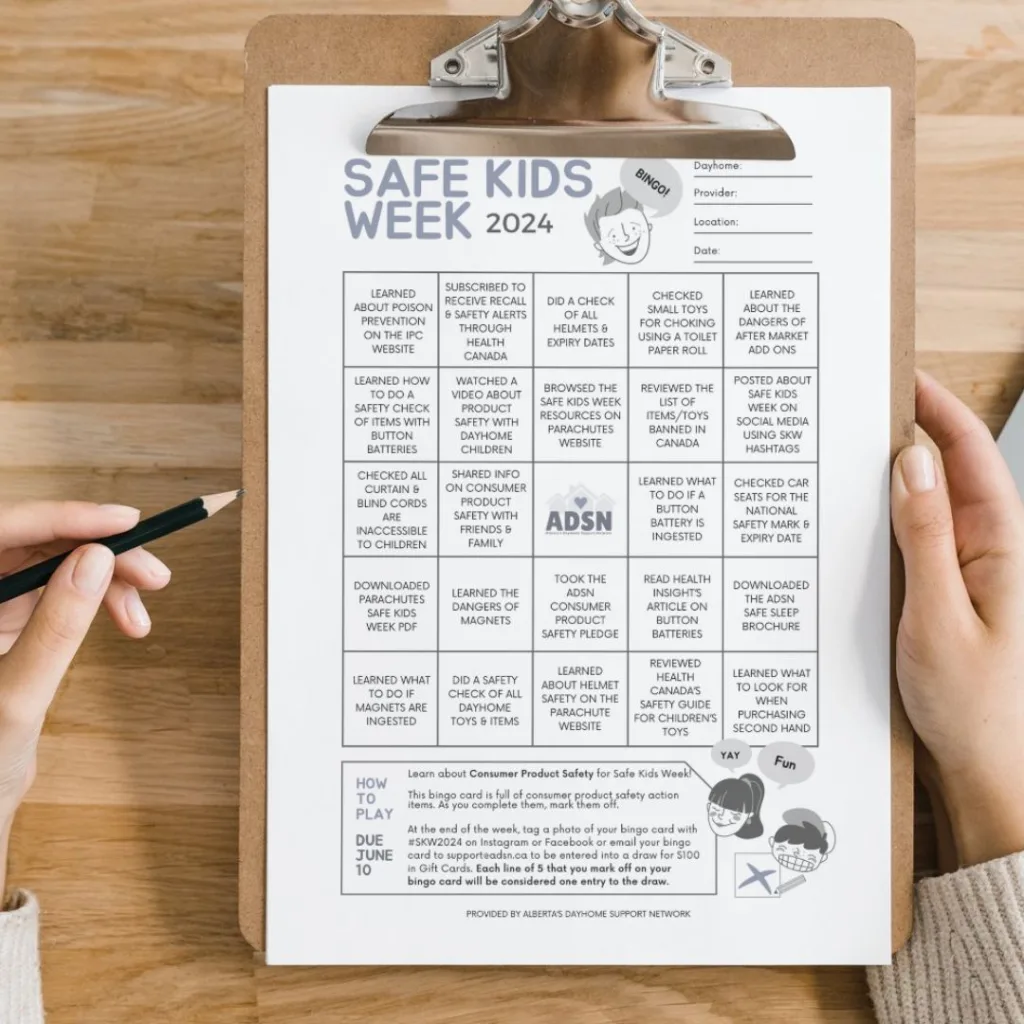 ADSN - Safe Kids Week Bingo Card Mockup